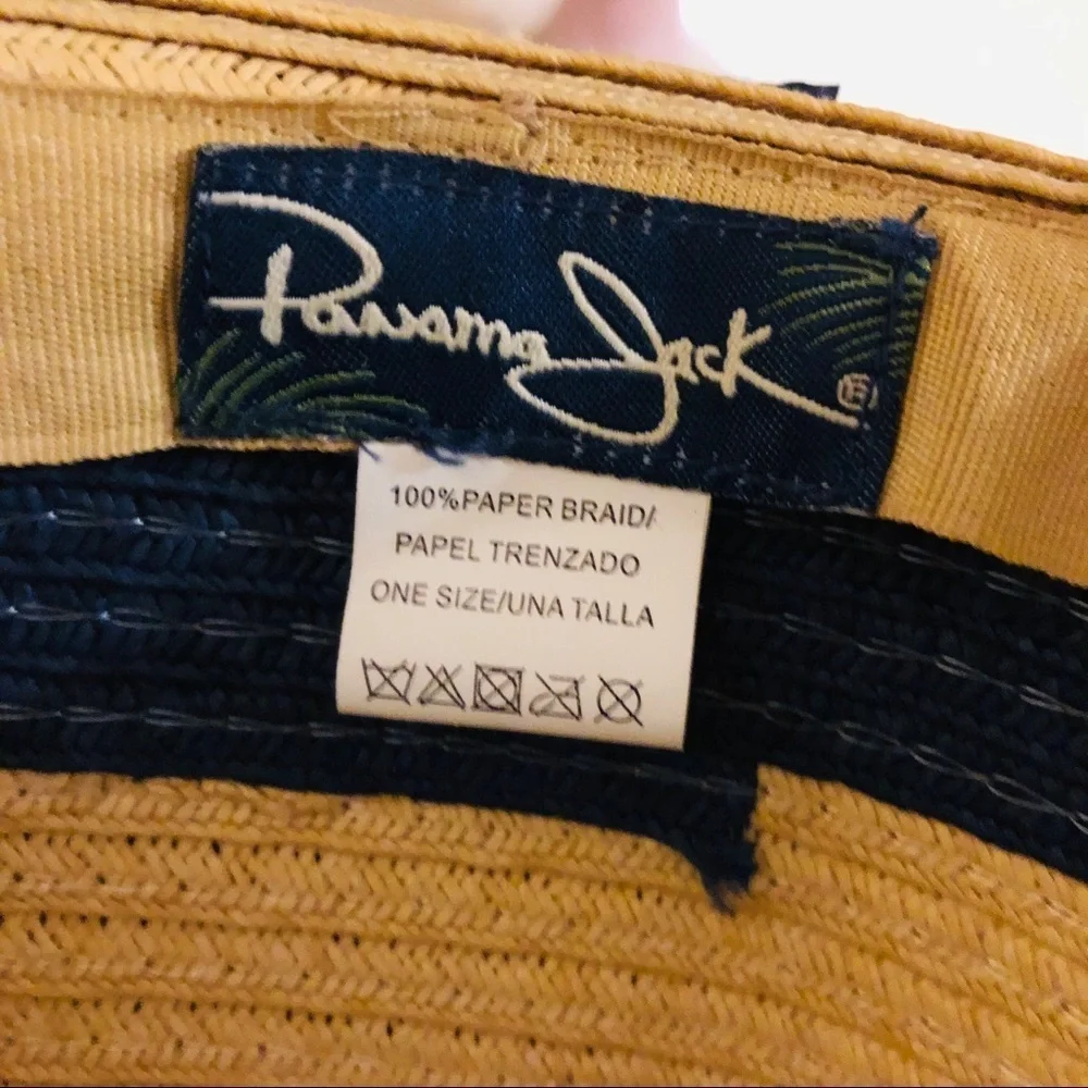 Panama Jack Navy Straw Floppy Beach Hat